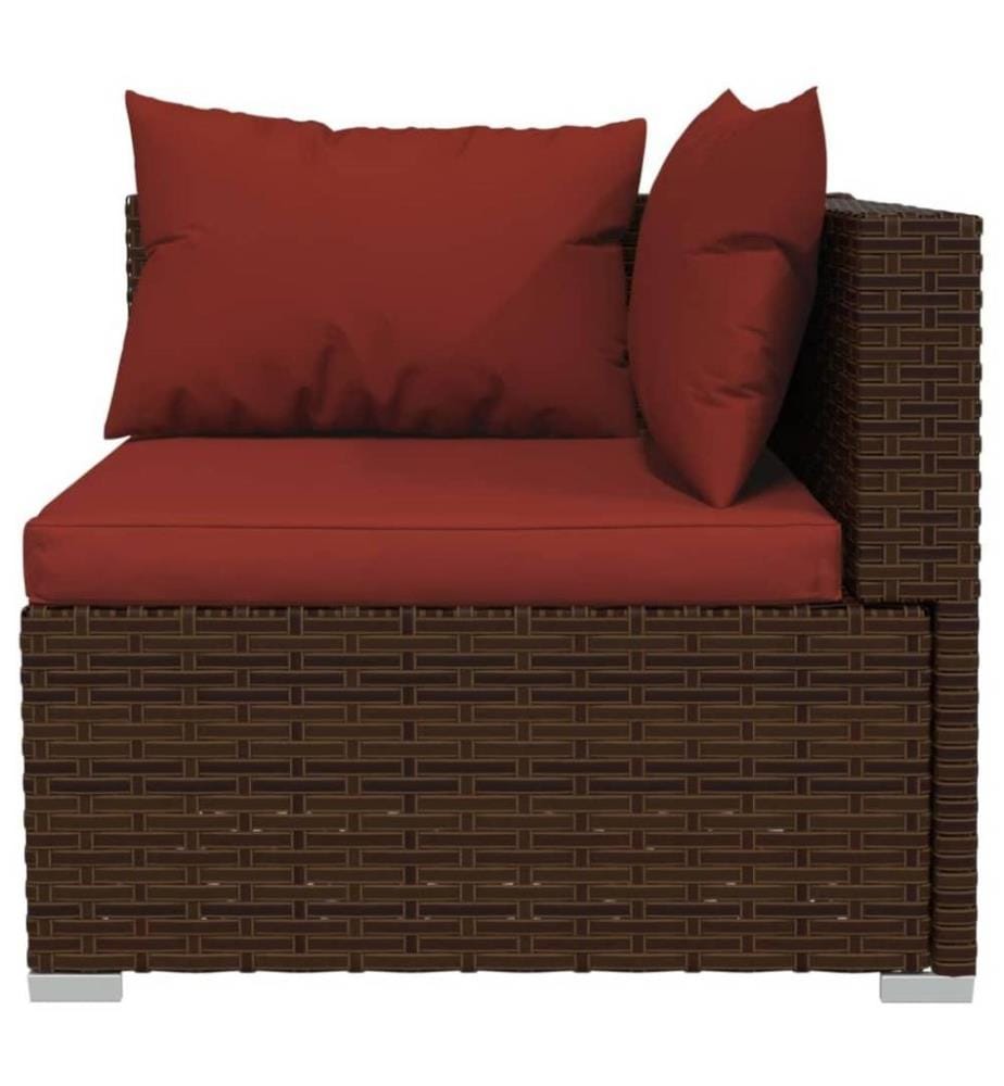 5-tlg. Garten-Lounge-Set mit Kissen Poly Rattan Braun