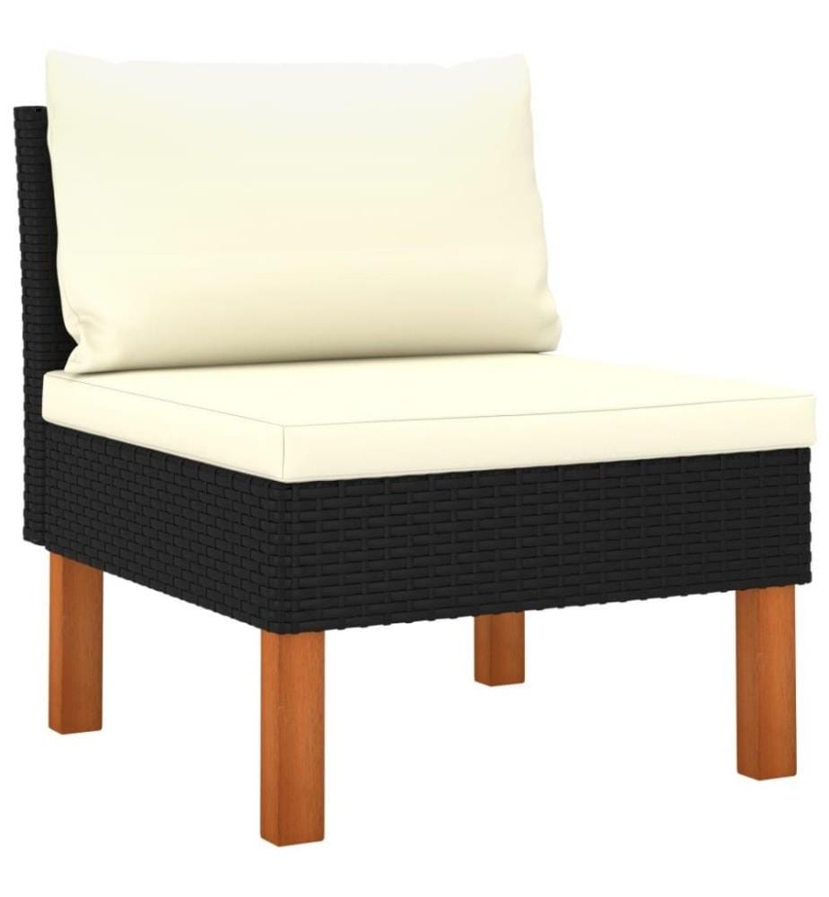 8-tlg. Garten-Lounge-Set Poly Rattan Eukalyptusholz Schwarz