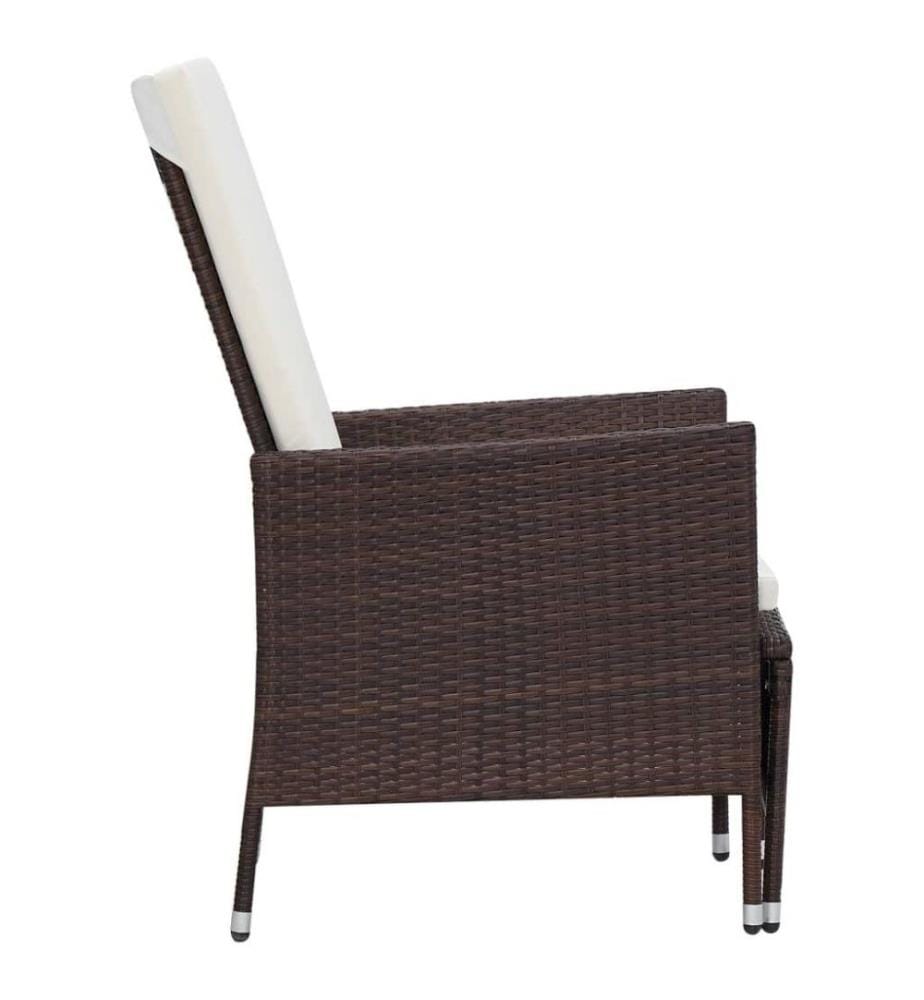 3-tlg. Garten-Lounge-Set mit Auflagen Poly Rattan Braun