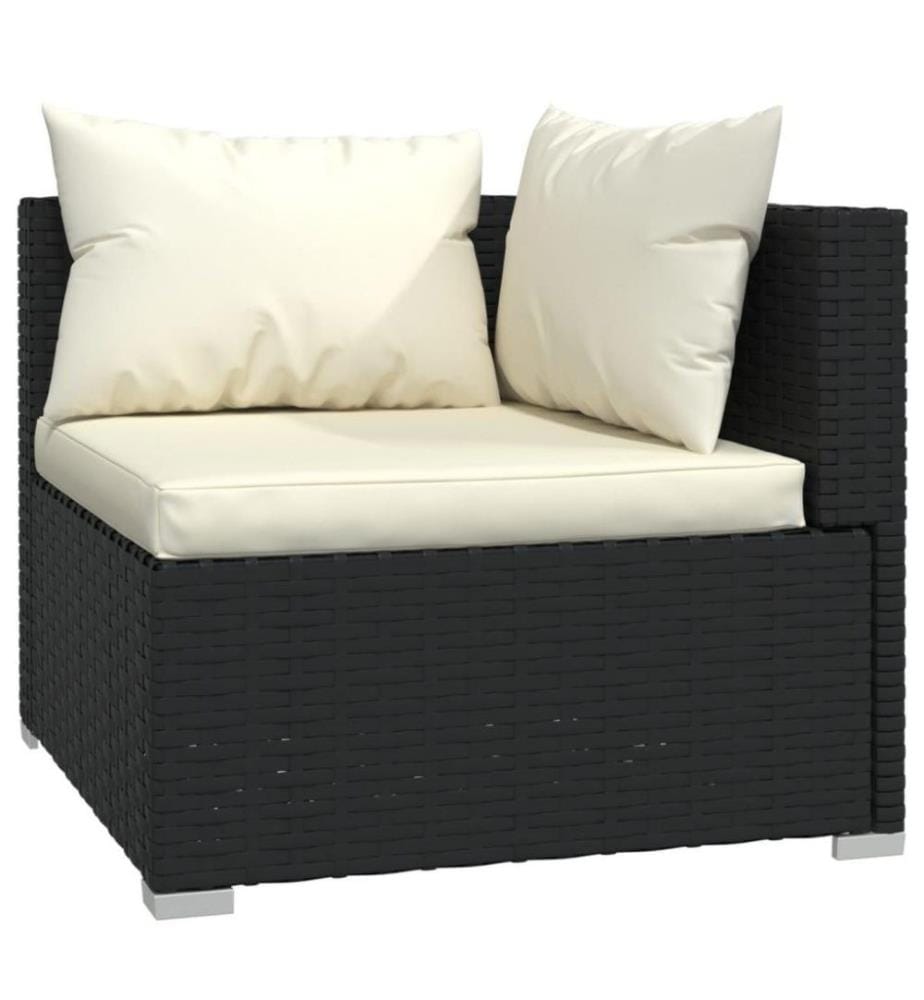 9-tlg. Garten-Lounge-Set mit Kissen Poly Rattan Schwarz