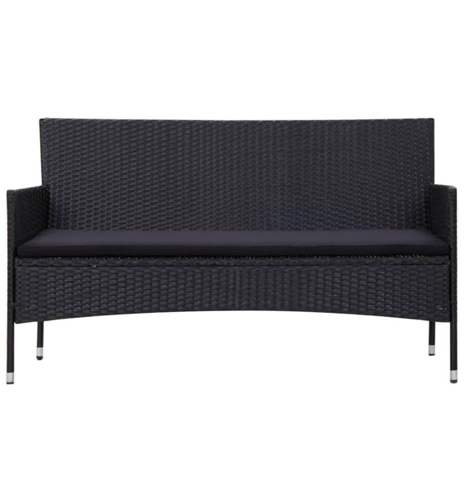 4-tlg. Garten-Lounge-Set mit Auflagen Poly Rattan Schwarz