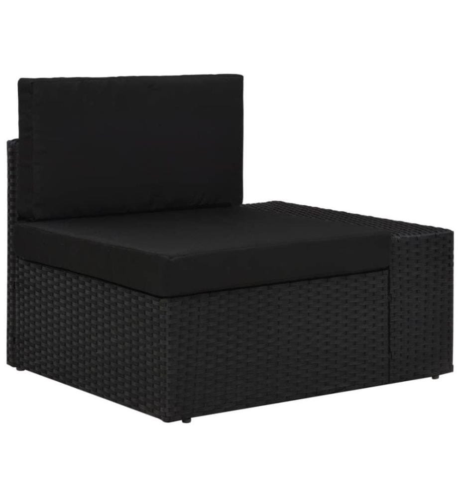 4-tlg. Garten-Lounge-Set Poly Rattan Schwarz