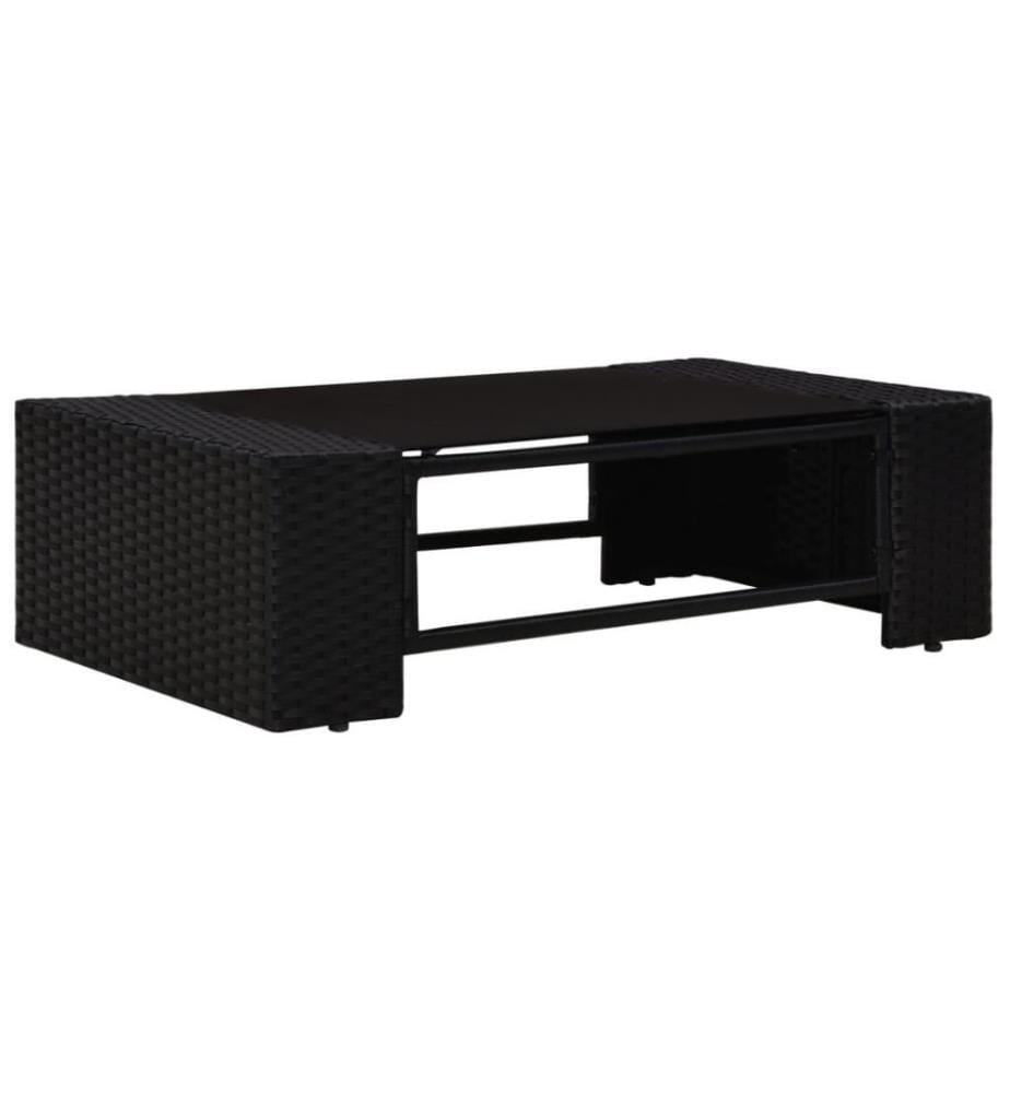 7-tlg. Garten-Lounge-Set Poly Rattan Schwarz