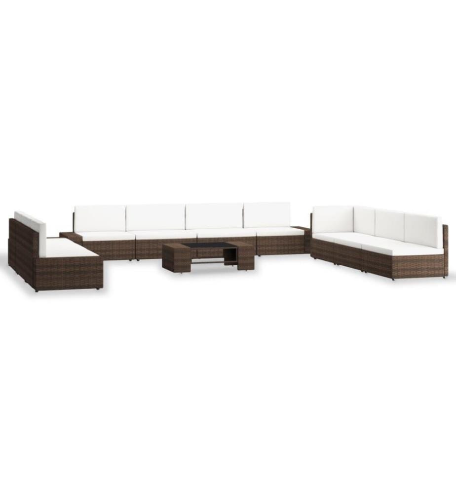 10-tlg. Garten-Lounge-Set Poly Rattan Braun