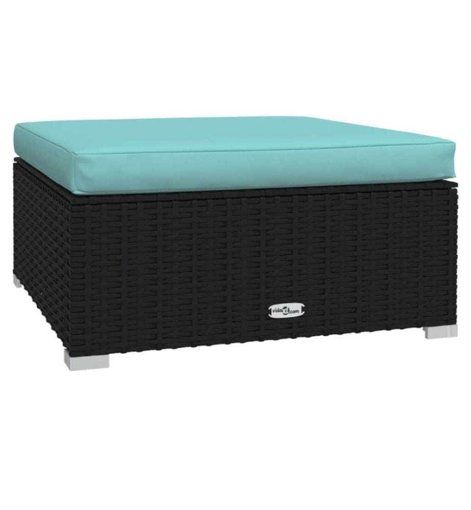 4-tlg. Garten-Lounge-Set mit Kissen Poly Rattan Schwarz