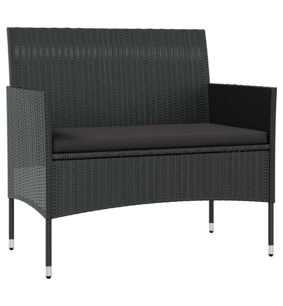 8-tlg. Garten-Lounge-Set mit Auflagen Poly Rattan Schwarz