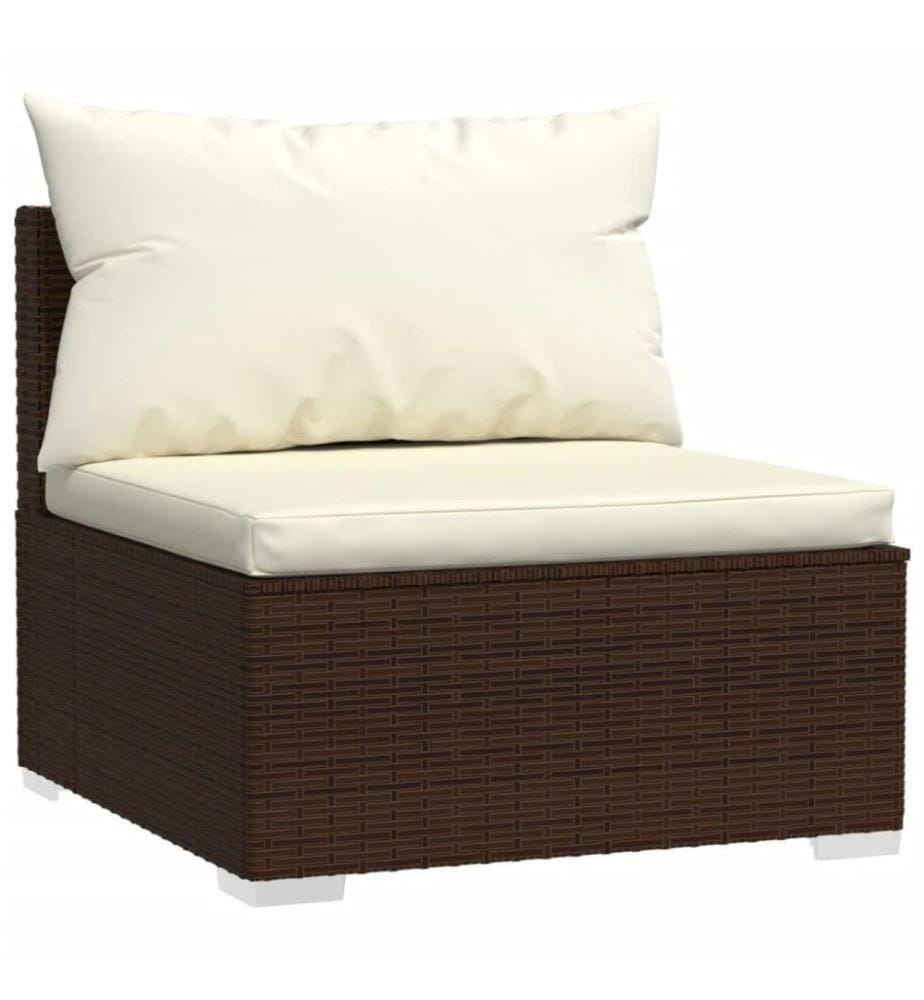 9-tlg. Garten-Lounge-Set mit Kissen Poly Rattan Braun