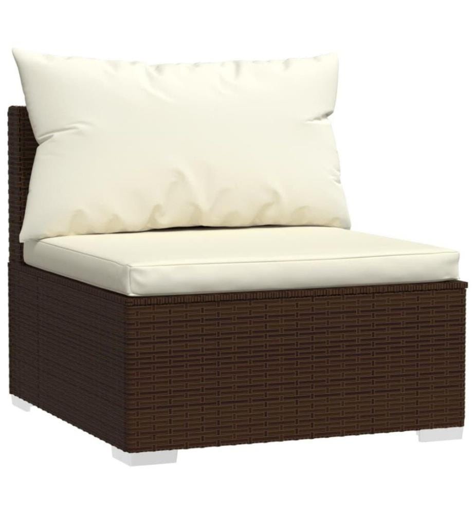 8-tlg. Garten-Lounge-Set mit Kissen Poly Rattan Braun