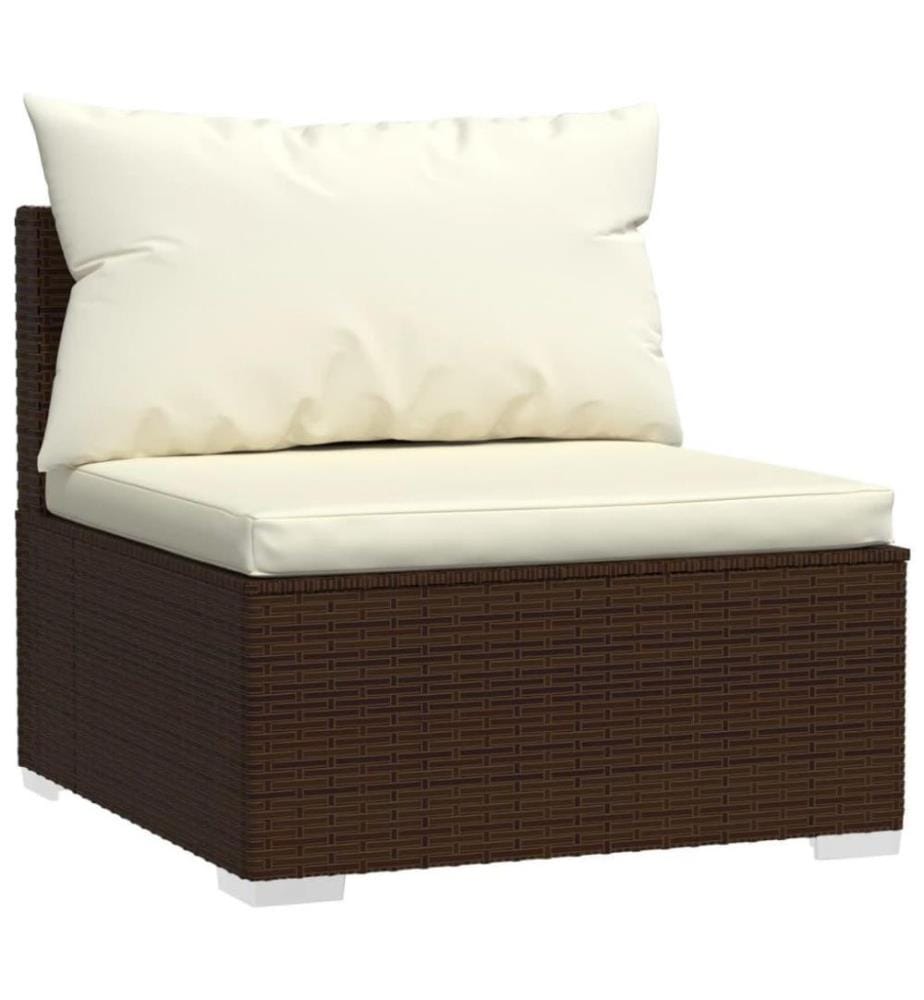 12-tlg. Garten-Lounge-Set mit Kissen Braun Poly Rattan