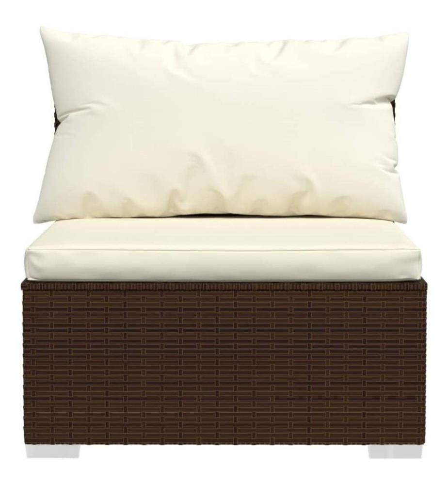 5-tlg. Garten-Lounge-Set mit Kissen Poly Rattan Braun