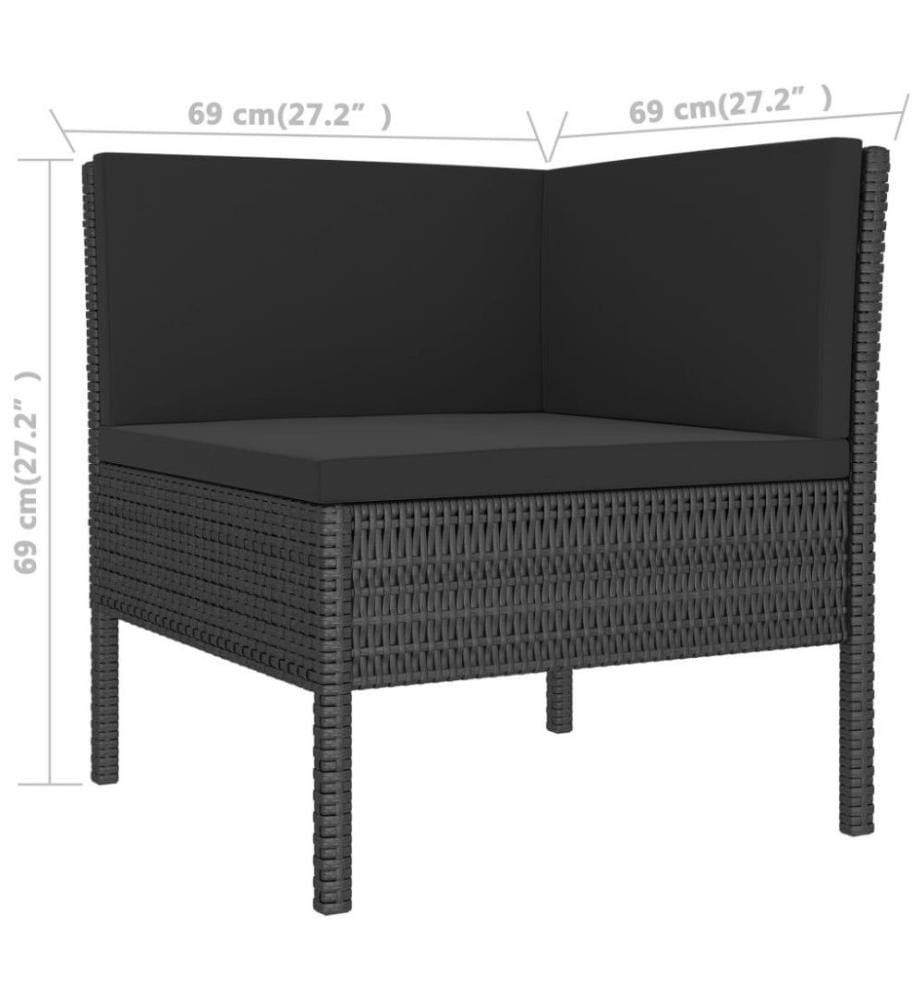 2-tlg. Garten-Lounge-Set mit Auflagen Poly Rattan Schwarz