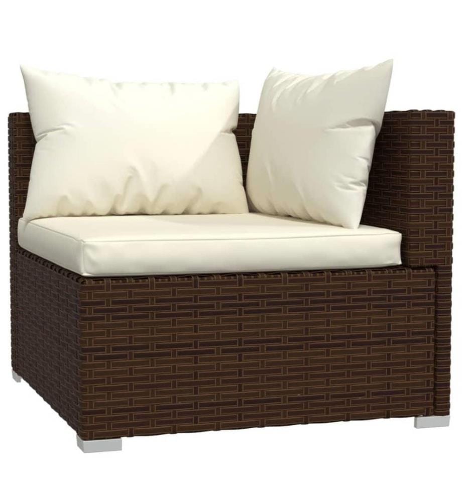 5-tlg. Garten-Lounge-Set mit Kissen Poly Rattan Braun