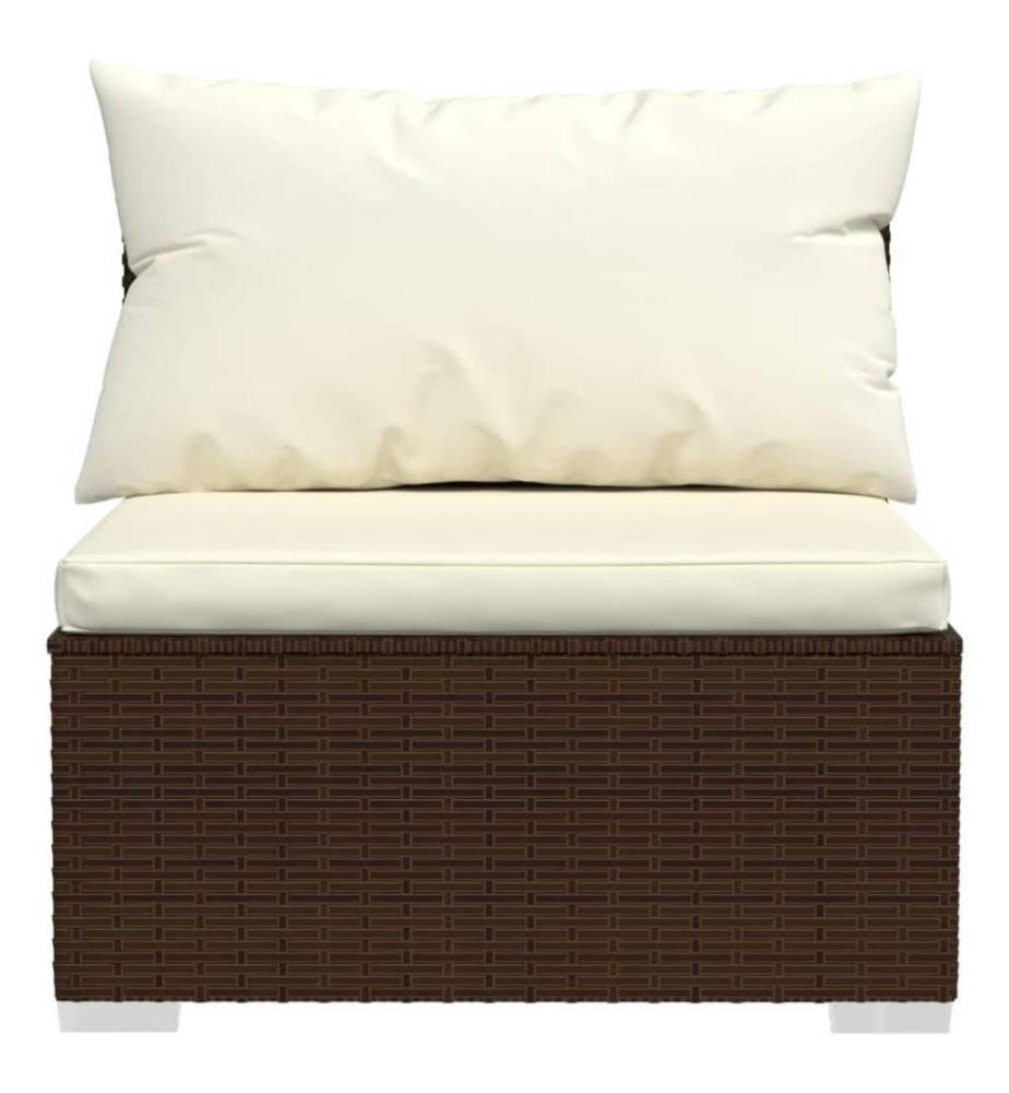 12-tlg. Garten-Lounge-Set mit Kissen Poly Rattan Braun