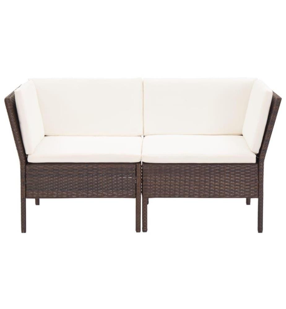 6-tlg. Garten-Lounge-Set mit Auflagen Poly Rattan Braun