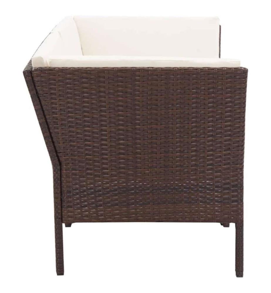 6-tlg. Garten-Lounge-Set mit Auflagen Poly Rattan Braun