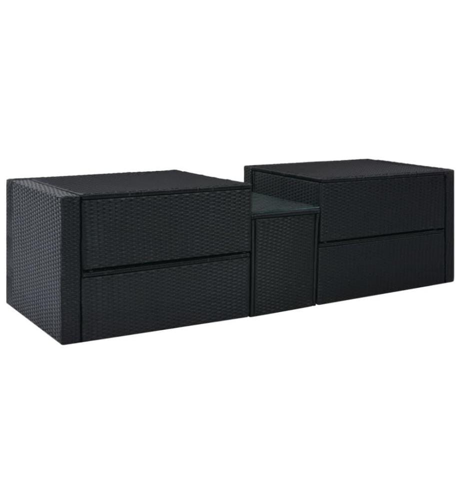 5-tlg. Garten-Lounge-Set mit Auflagen Poly Rattan Schwarz