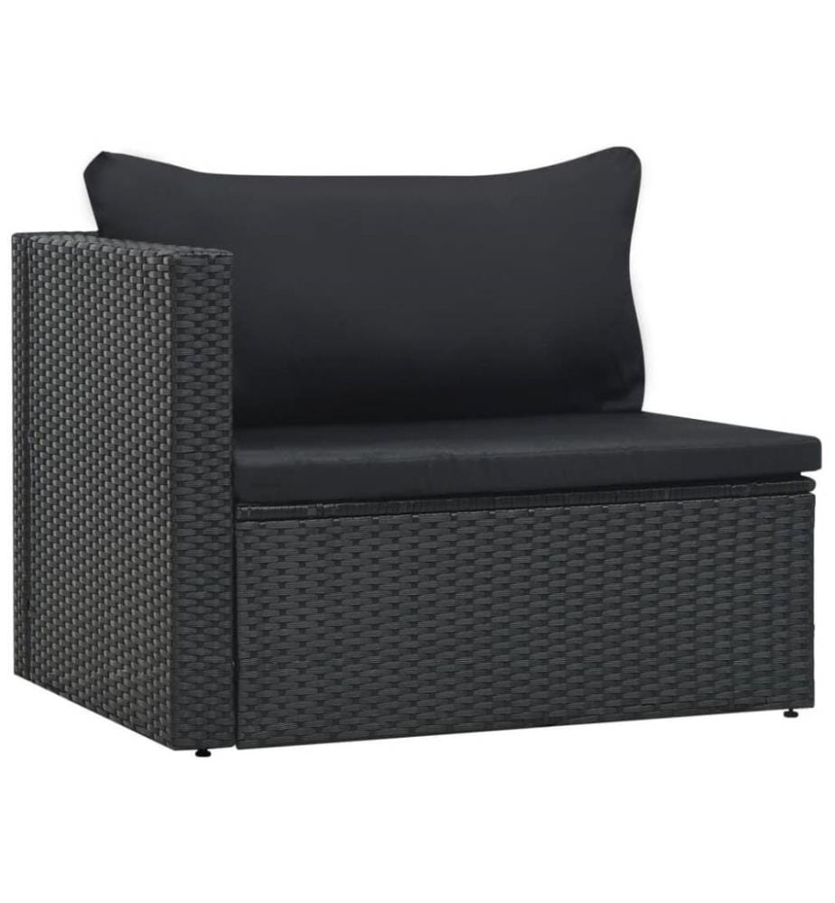 5-tlg. Garten-Lounge-Set mit Auflagen Poly Rattan Schwarz