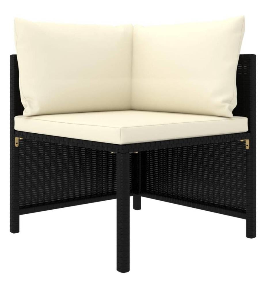6-tlg. Garten-Lounge-Set mit Kissen Poly Rattan Schwarz
