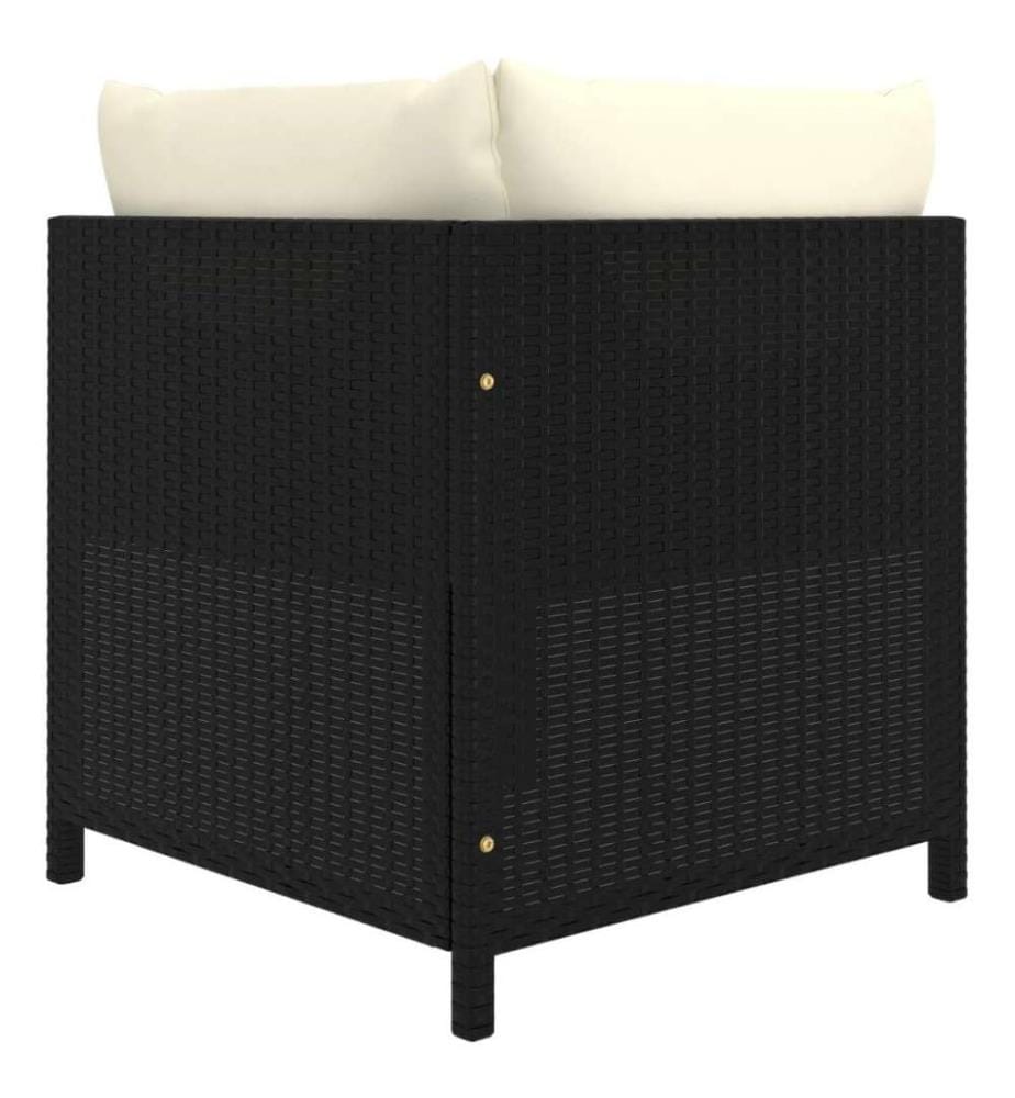 6-tlg. Garten-Lounge-Set mit Kissen Poly Rattan Schwarz
