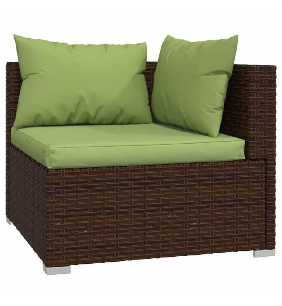 Salon de jardin 12 pcs avec coussins Résine tressée Marron