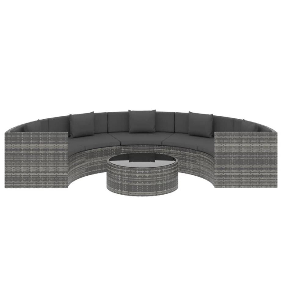 6-tlg. Garten-Lounge-Set mit Auflagen Poly Rattan Grau