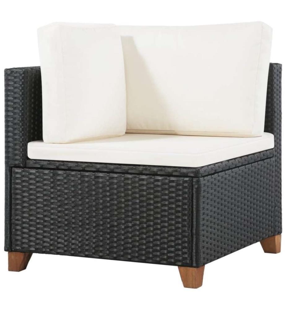 4-tlg. Garten-Lounge-Set mit Auflagen Poly Rattan Schwarz