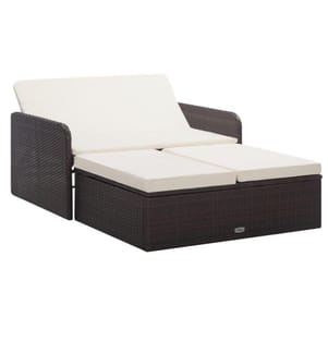 2-tlg. Garten-Lounge-Set mit Auflagen Poly Rattan Braun