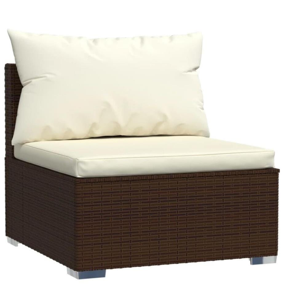 9-tlg. Garten-Lounge-Set mit Kissen Poly Rattan Braun