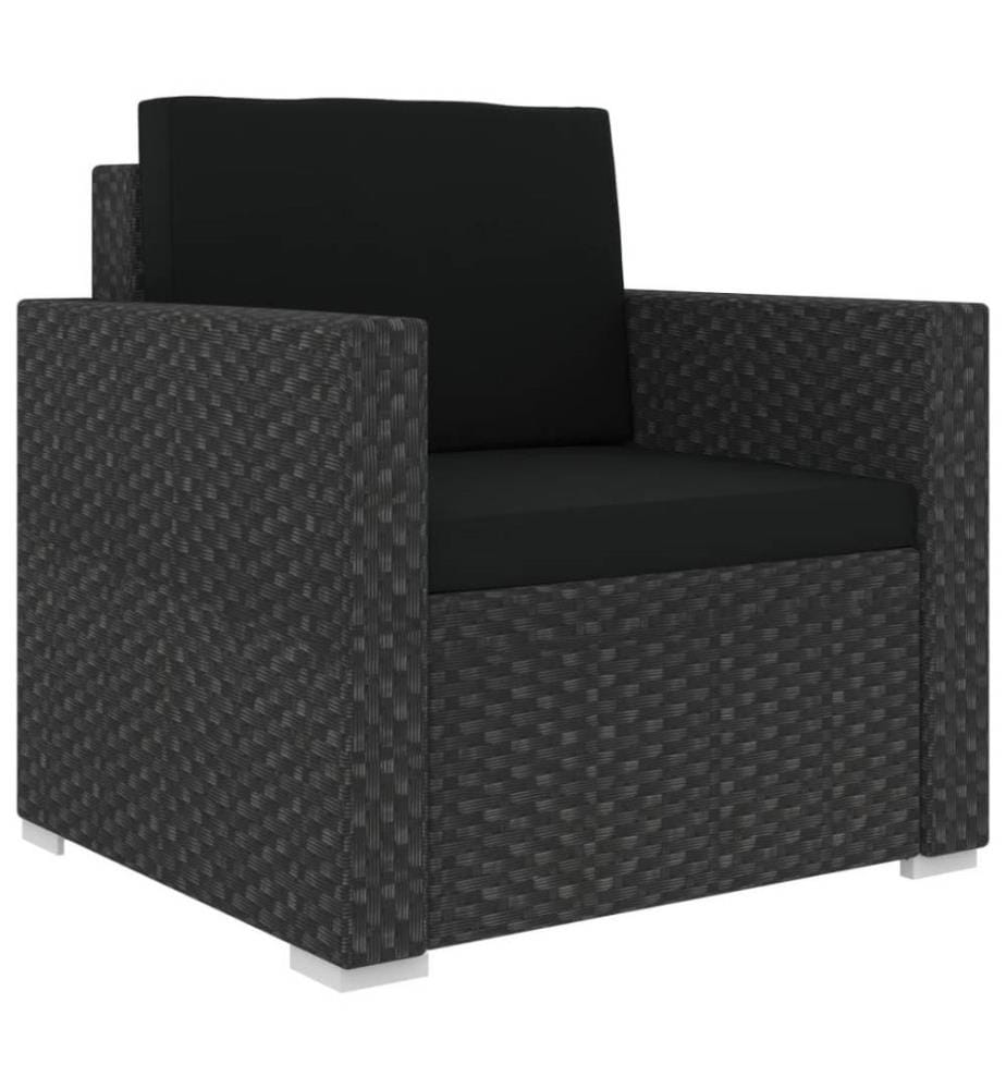 Salon de jardin 13 pcs avec coussins Résine tressée Noir