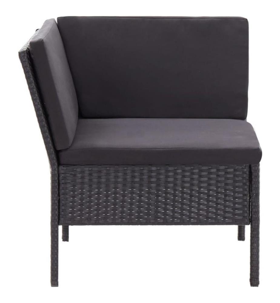 3-tlg. Garten-Lounge-Set mit Auflagen Poly Rattan Schwarz