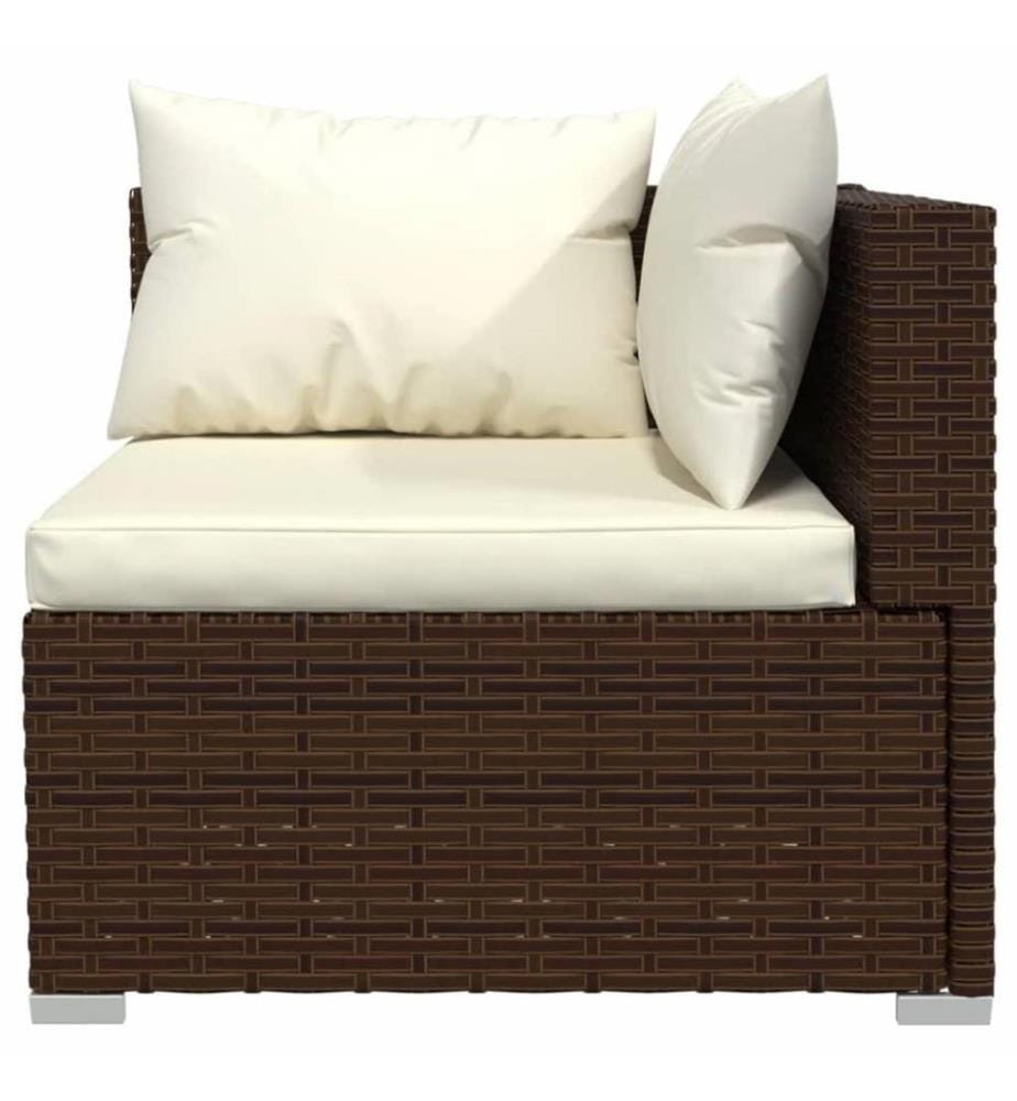 7-tlg. Garten-Lounge-Set mit Kissen Poly Rattan Braun