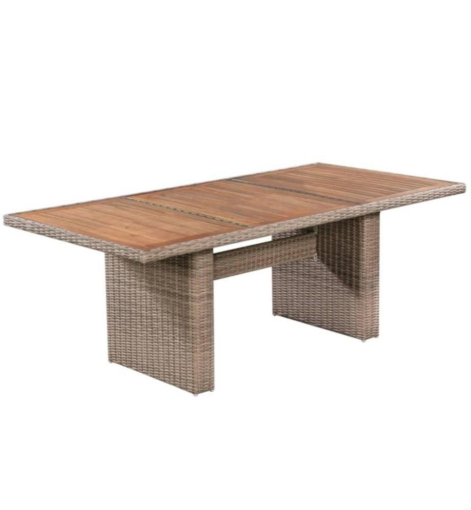 7-tlg. Garten-Essgruppe mit Auflagen Poly Rattan Braun