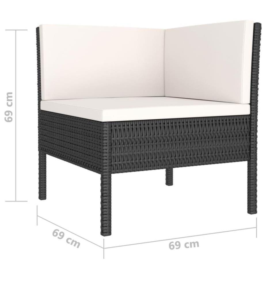 4-tlg. Garten-Lounge-Set mit Auflagen Poly Rattan Schwarz
