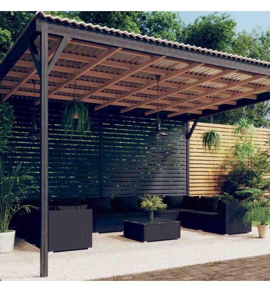 11-tlg. Garten-Lounge-Set mit Kissen Poly Rattan Schwarz