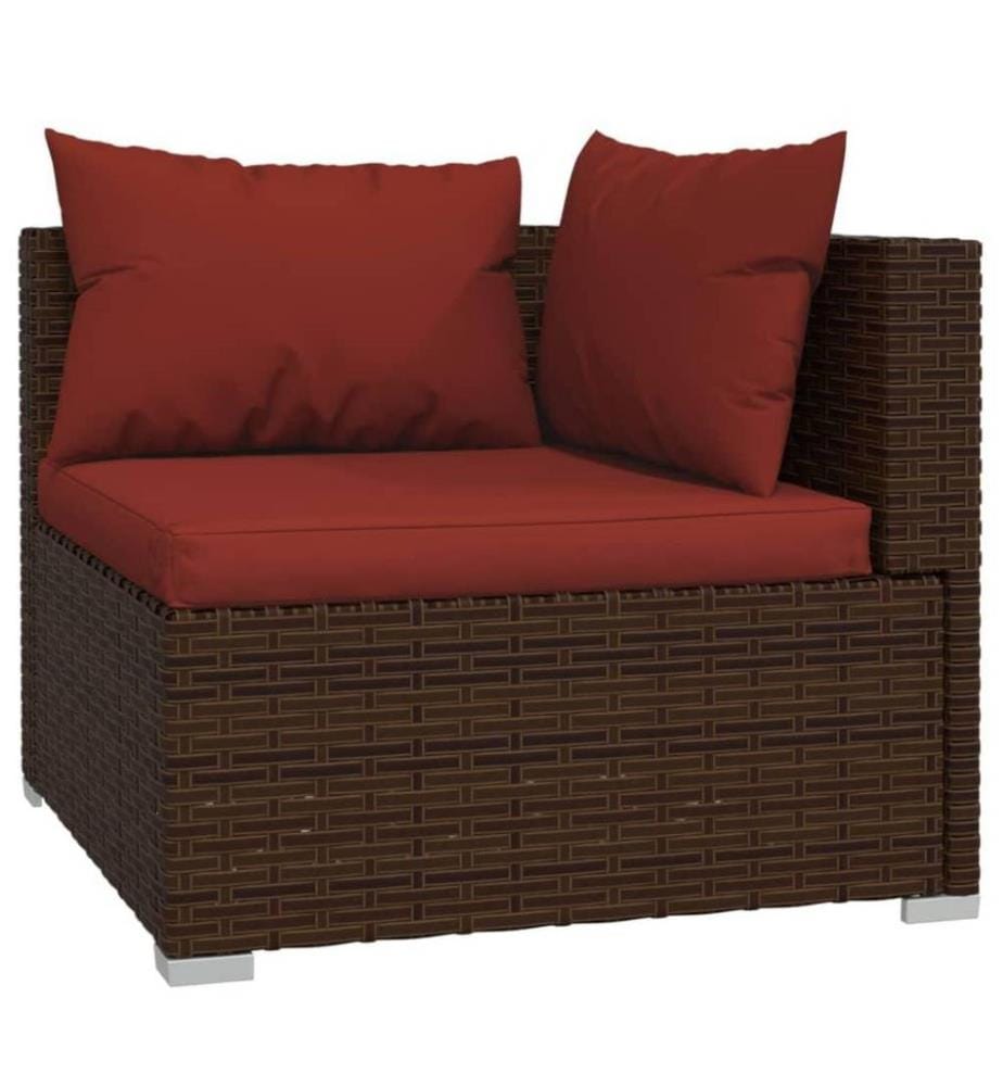 7-tlg. Garten-Lounge-Set mit Kissen Poly Rattan Braun