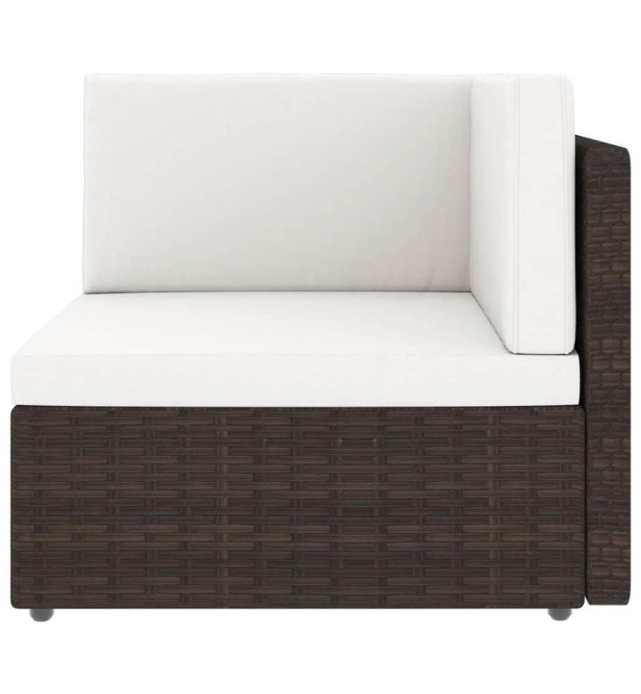 10-tlg. Garten-Lounge-Set mit Kissen Braun Poly Rattan