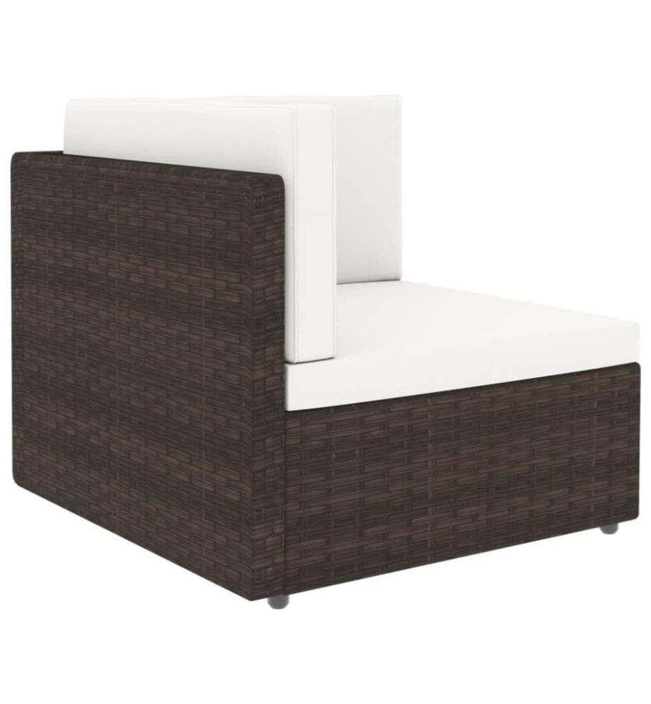 10-tlg. Garten-Lounge-Set mit Kissen Braun Poly Rattan