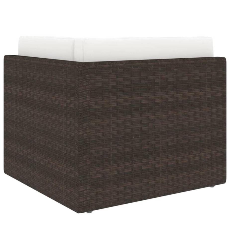 10-tlg. Garten-Lounge-Set mit Kissen Braun Poly Rattan