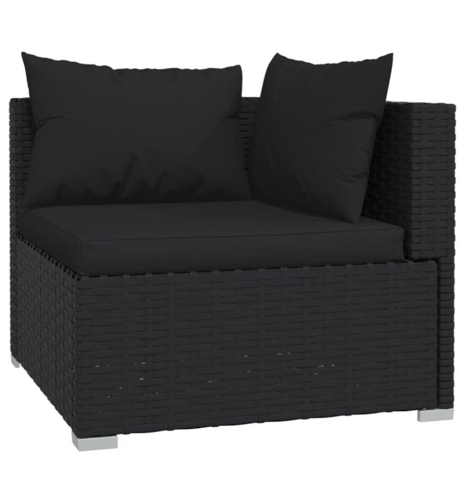 10-tlg. Garten-Lounge-Set mit Kissen Poly Rattan Schwarz