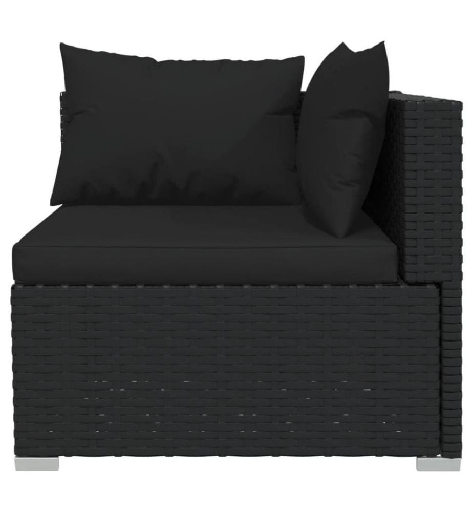 7-tlg. Garten-Lounge-Set mit Kissen Poly Rattan Schwarz
