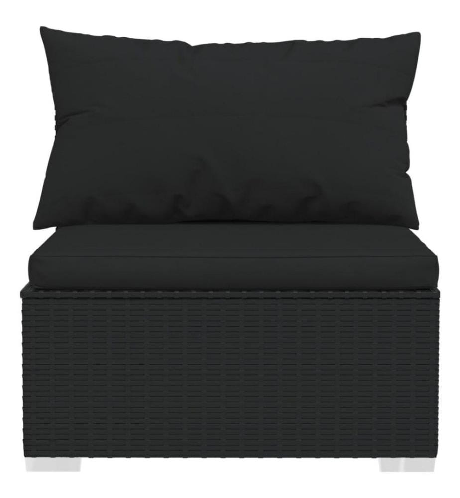 5-tlg. Garten-Lounge-Set mit Kissen Poly Rattan Schwarz