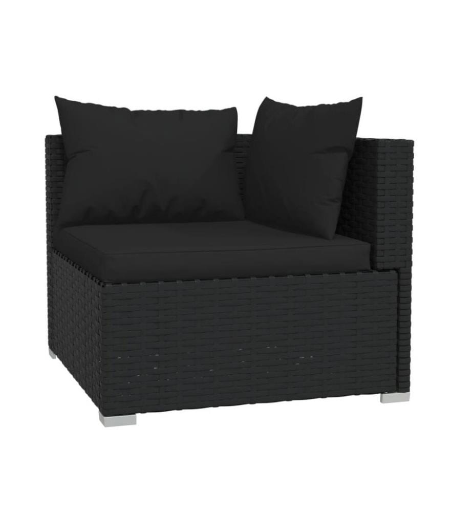 5-tlg. Garten-Lounge-Set mit Kissen Poly Rattan Schwarz