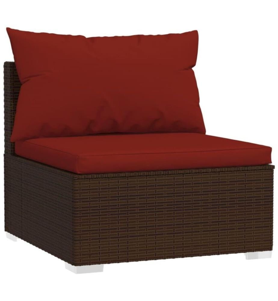 10-tlg. Garten-Lounge-Set mit Kissen Poly Rattan Braun