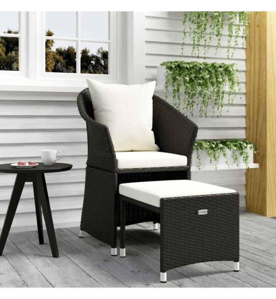 Salon de jardin 2 pcs avec coussins Noir Résine tressée