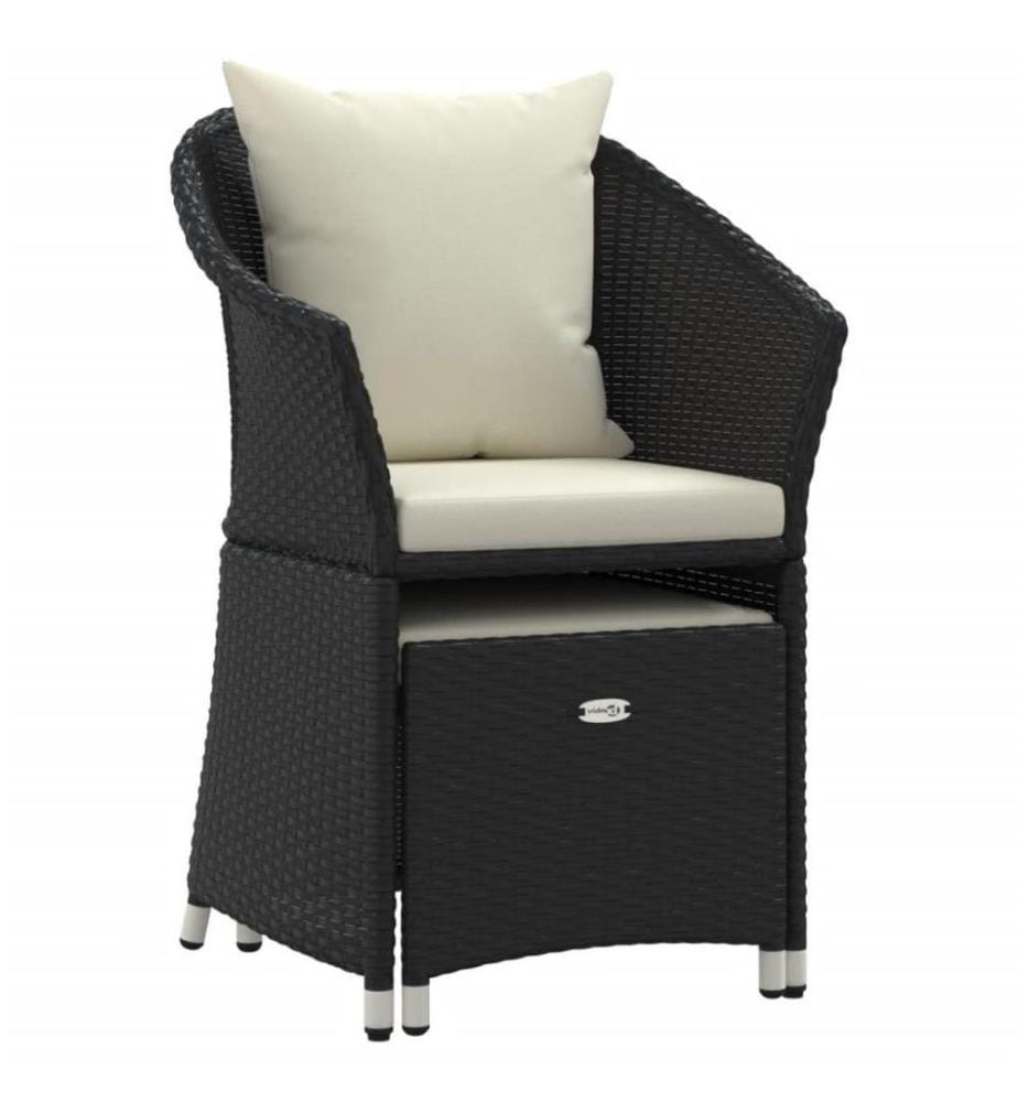 Salon de jardin 2 pcs avec coussins Noir Résine tressée