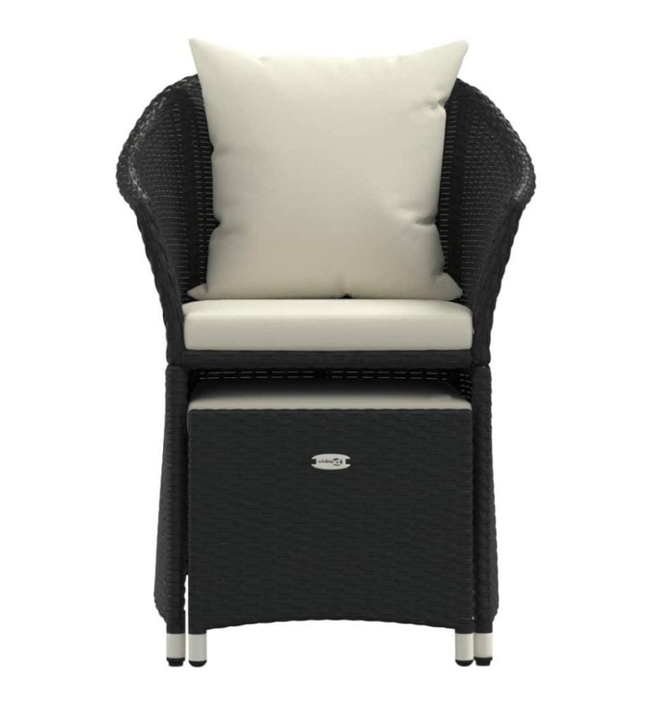 Salon de jardin 2 pcs avec coussins Noir Résine tressée