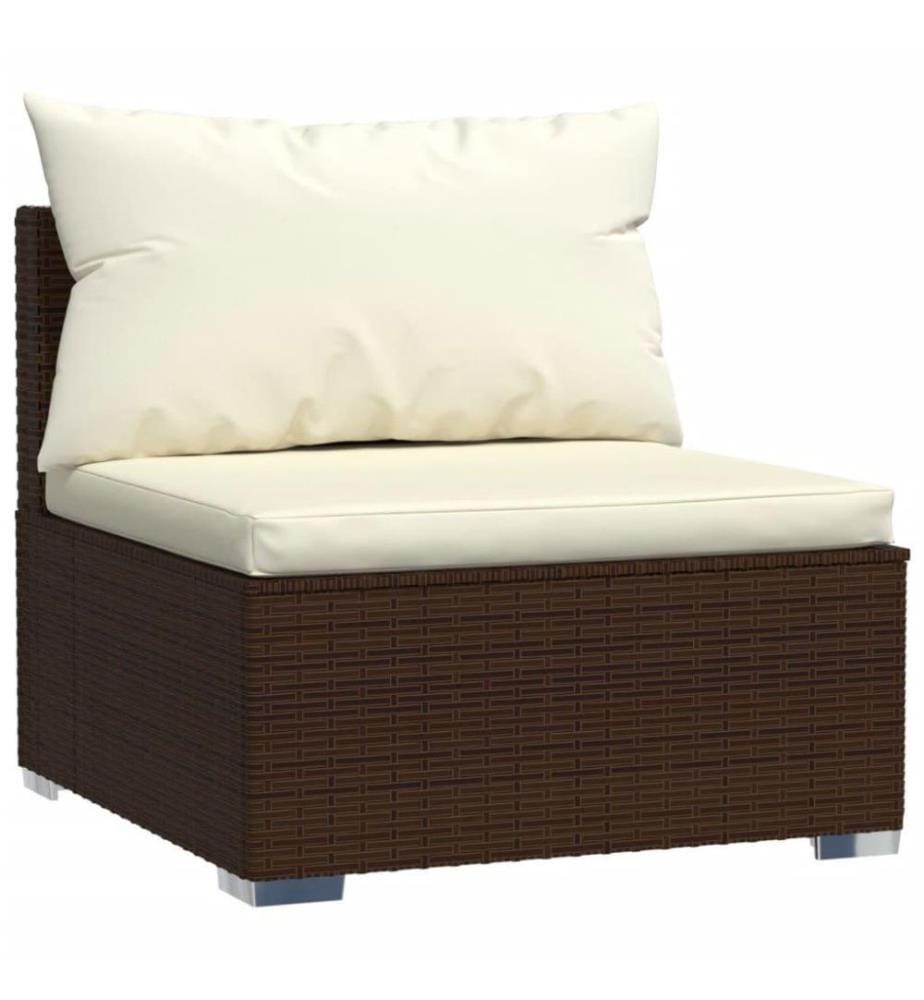 9-tlg. Garten-Lounge-Set mit Kissen Braun Poly Rattan