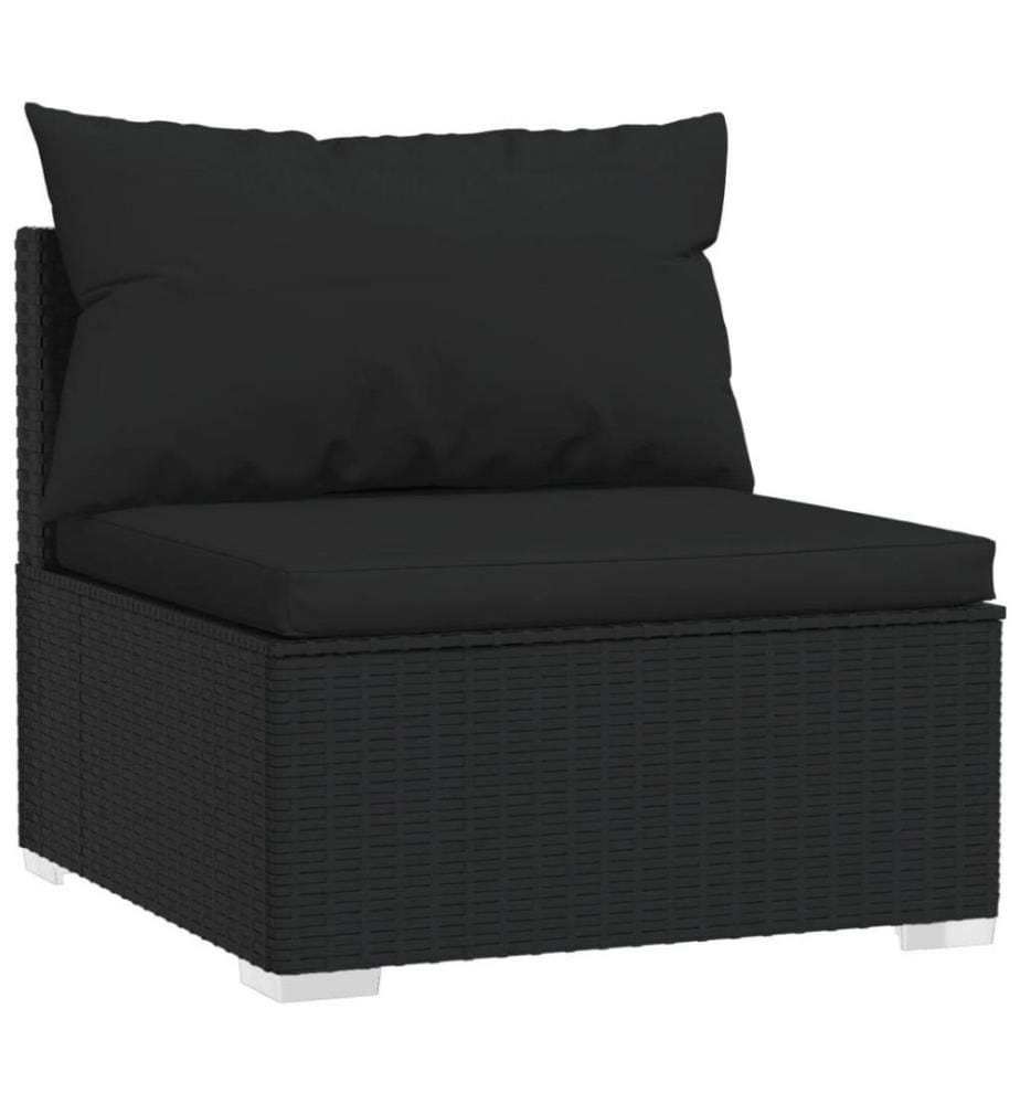 5-tlg. Garten-Lounge-Set mit Kissen Poly Rattan Schwarz