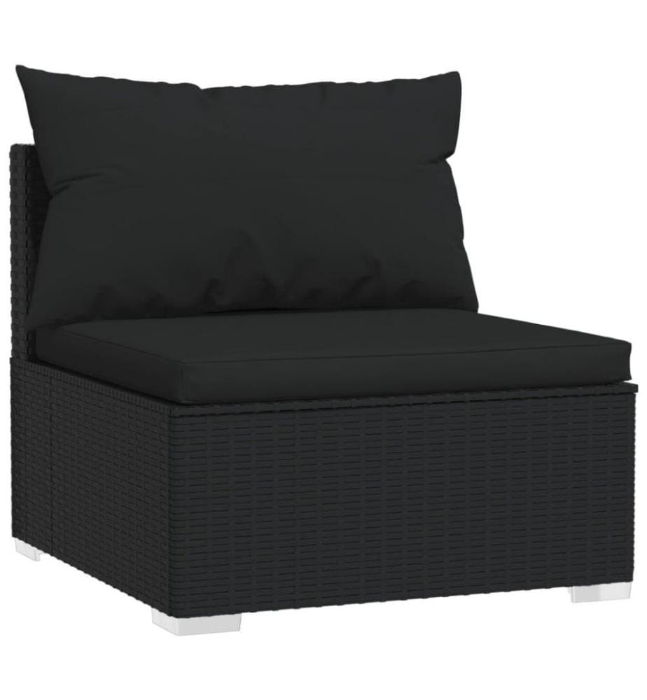5-tlg. Garten-Lounge-Set mit Kissen Poly Rattan Schwarz
