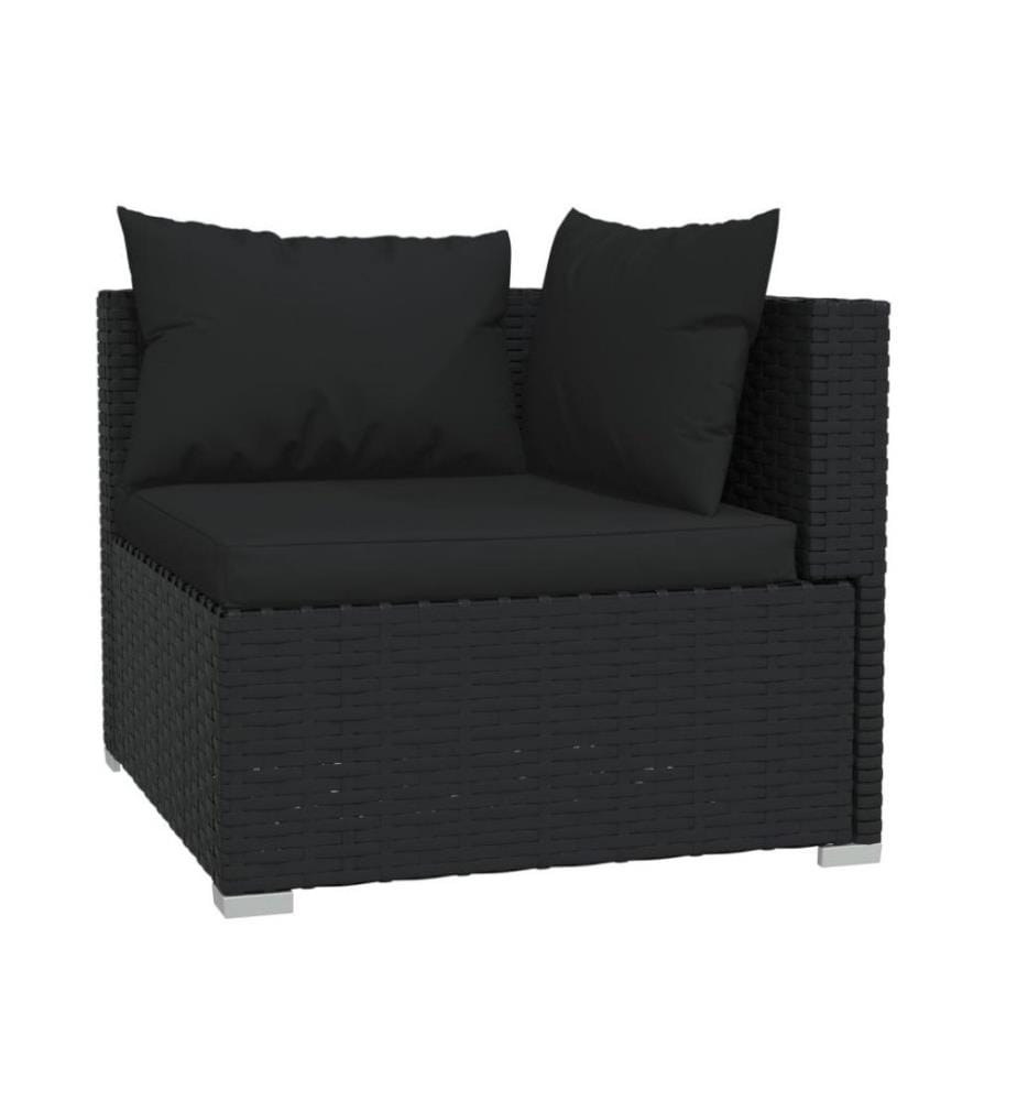 5-tlg. Garten-Lounge-Set mit Kissen Poly Rattan Schwarz
